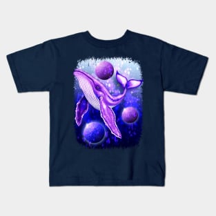 Cyber Whale on Ultra Violet Deep Space Ocean Kids T-Shirt